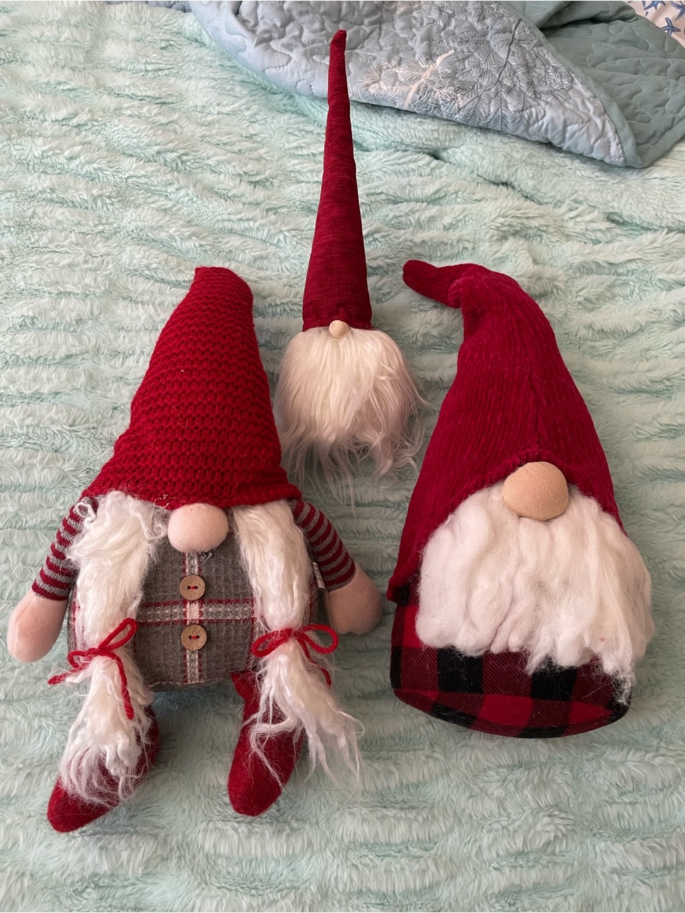 Red Holiday Gnome Trio Decorative Figurines - Unbranded